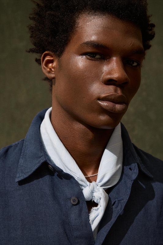 Camisa de Lino Azul Marino